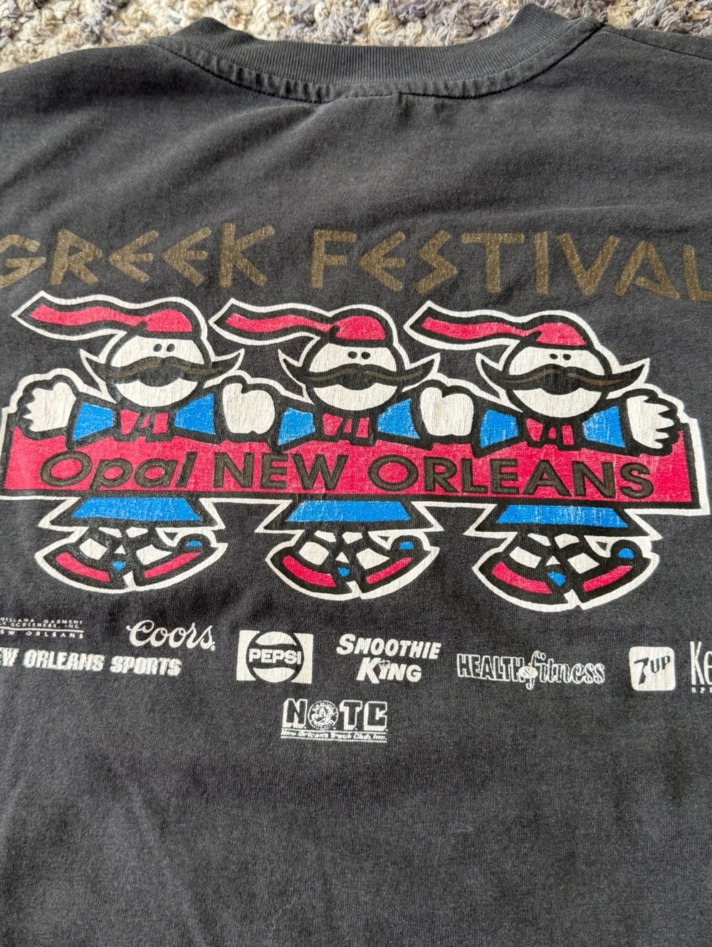 Vintage Single Stitch 1995 Hanes Greek Festival New Orleans T-Shirt Black XL